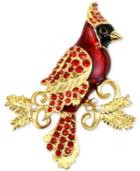 Charter Club Gold-tone Red Crystal & Imitation Pearl Cardinal Brooch, Created For Macy's