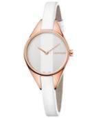 Calvin Klein Women's Swiss Rebel White Leather Strap Watch 29mm