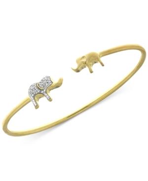 Wrapped Diamond Elephant Open Bangle Bracelet (1/6 Ct. T.w.) In Sterling Silver And 14k Gold-plate, Only At Macy's