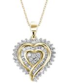 Diamond Heart Pendant Necklace (1/2 Ct. T.w.) In 18k Gold Over Sterling Silver