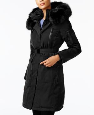 Vince Camuto Faux-fur-trim Belted Coat