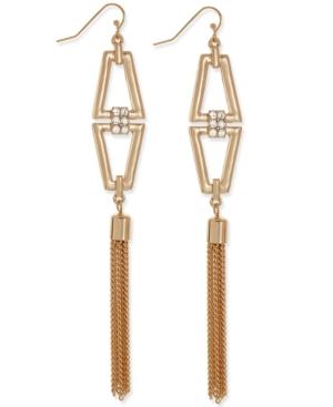 Thalia Sodi Gold-tone Geo Pave Tassel Linear Earrings, Only At Macy's