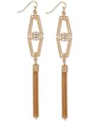 Thalia Sodi Gold-tone Geo Pave Tassel Linear Earrings, Only At Macy's