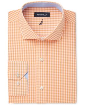 Nautica Men's Classic Fit Apricot Gingham Dress Shirt