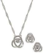 Charter Club Silver-time Dancing Crystal Necklace And Earrings