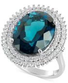 Blue Topaz (12 Ct. T.w.) And Diamond (4/5 Ct. T.w.) Ring In 14k White Gold