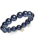 Charter Club Gold-tone Imitation Navy Pearl Stretch Bracelet, Created For Macy's