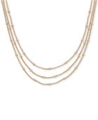 Anne Klein Gold-tone Stationed Bead Triple-row Necklace