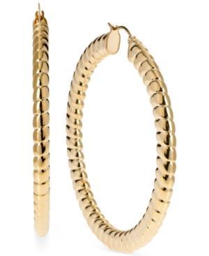 Hint Of Gold Ribbed Hoop Earrings