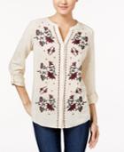 Style & Co. Floral-embroidered Shirt, Only At Macy's