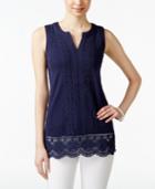 Charter Club Petite Sleeveless Crocheted Top, Only At Macy's