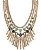 Lucky Brand Gold-tone Crystal & Stone Multi-chain Statement Necklace, 18 + 2 Extender