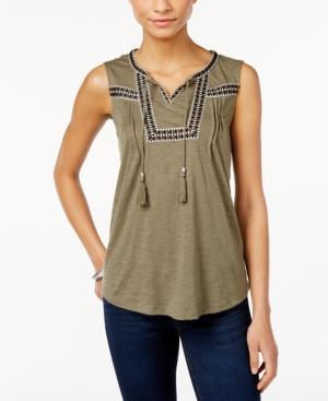 Style & Co. Petite Sleeveless Peasant Top, Only At Macy's