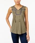 Style & Co. Petite Sleeveless Peasant Top, Only At Macy's