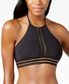 Kenneth Cole Stompin' In Stilettos High-neck Illusion-stripe Bikini Top Women's Swimsuit