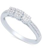 Diamond Square Cluster Ring (1/4 Ct. T.w.) In Sterling Silver
