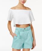 Guess Katia Textured Off-the-shoulder Crop Top