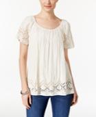 Style & Co Eyelet Peasant Top, Only At Macy's