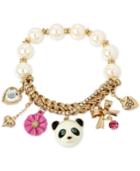 Betsey Johnson Gold-tone Beaded Panda Charm Bracelet
