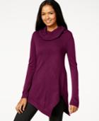 Ny Collection Cowl-neck Asymmetrical Tunic Sweater