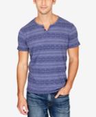 Lucky Brand Men's Geo-stripe Split-neck Cotton T-shirt