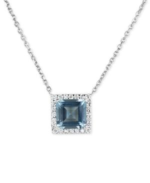 Aquamarine (1-3/4 Ct. T.w.) And Diamond (1/6 Ct. T.w.) Pendant Necklace In 14k White Gold