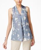 Eci Embroidered Applique Sleeveless Top