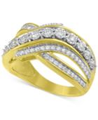 Diamond Crisscross Statement Ring (1/5 Ct. T.w.) Ring In 14k Gold-plated Sterling Silver