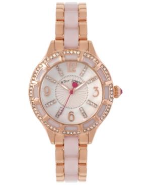 Betsey Johnson Women's Rose Gold-tone Crystal And Resin Bracelet Watch 36mm Bj00557-03
