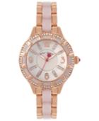 Betsey Johnson Women's Rose Gold-tone Crystal And Resin Bracelet Watch 36mm Bj00557-03