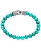 Esquire Men's Jewelry Manufactured Turquoise Beaded Bracelet In Sterling Silver, Created For Macy's