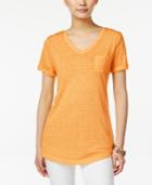 Style & Co V-neck Burnout Pocket Tee, Only At Macy's