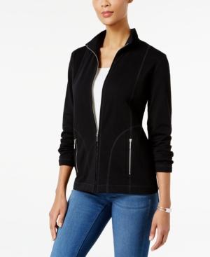 Karen Scott Mock-neck Lounge Jacket, Only At Macy's