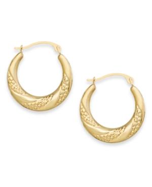 10k Gold Earrings, Swirl Hoop Earrings