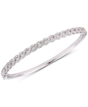 Tiara Cubic Zirconia Braid-look Bangle Bracelet In Sterling Silver