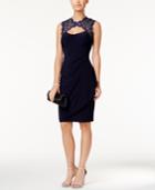 Xscape Sleeveless Metallic-lace Cutout Dress
