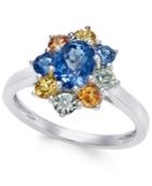 Multi-sapphire Floral Ring (2 Ct. T.w.) In 14k White Gold, Created For Macy's