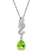 Peridot (1-3/4 Ct. T.w.) And Diamond Accent Swirly Pendant Necklace In Sterling Silver