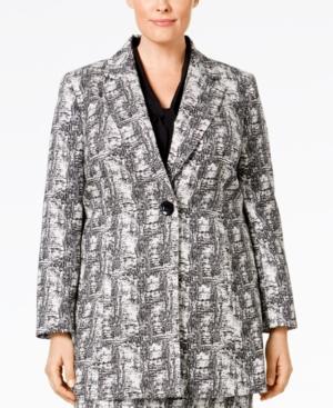 Kasper Plus Size One-button Jacquard Jacket