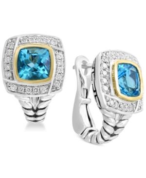 Balissima By Effy Blue Topaz (2-1/2 Ct. T.w.) & Diamond (1/6 Ct. T.w.) Drop Earrings In Sterling Silver & 18k Gold