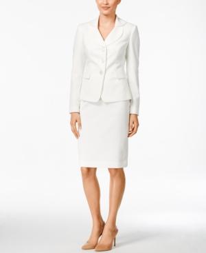 Le Suit Petal-collar Three-button Textured Skirt Suit