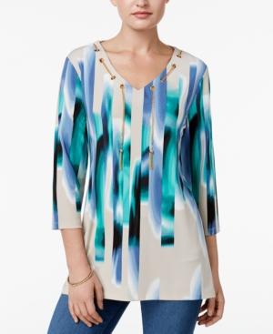 Jm Collection Petite Printed Chain-link Tunic, Only At Macy's