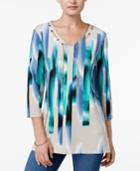 Jm Collection Petite Printed Chain-link Tunic, Only At Macy's
