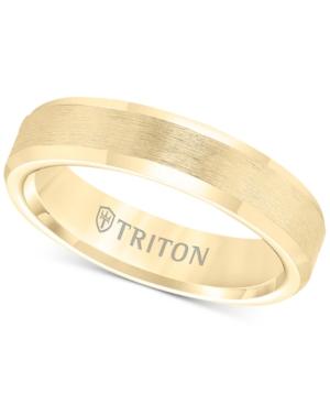 Triton Bevel Edge Comfort Fit Band In Yellow Tungsten Carbide