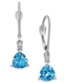 Blue Topaz (2 Ct. T.w.) & Diamond Accent Drop Earrings In 14k White Gold