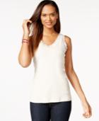 Karen Scott Sleeveless Lace-trim Tank Top, Only At Macy's