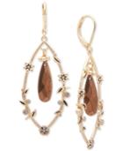 Lonna & Lilly Gold-tone Pave & Brown Stone Drop Earrings