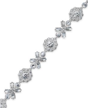 Charter Club Silver-tone Crystal Flower Flex Bracelet