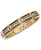Men's Diamond Linear Link Bracelet (1-1/3 Ct. T.w.) In 10k Gold With Black Rhodium Plating