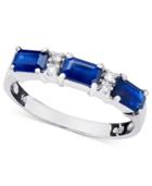 14k White Gold Ring, Sapphire (1ct T.w.) And Diamond Accent